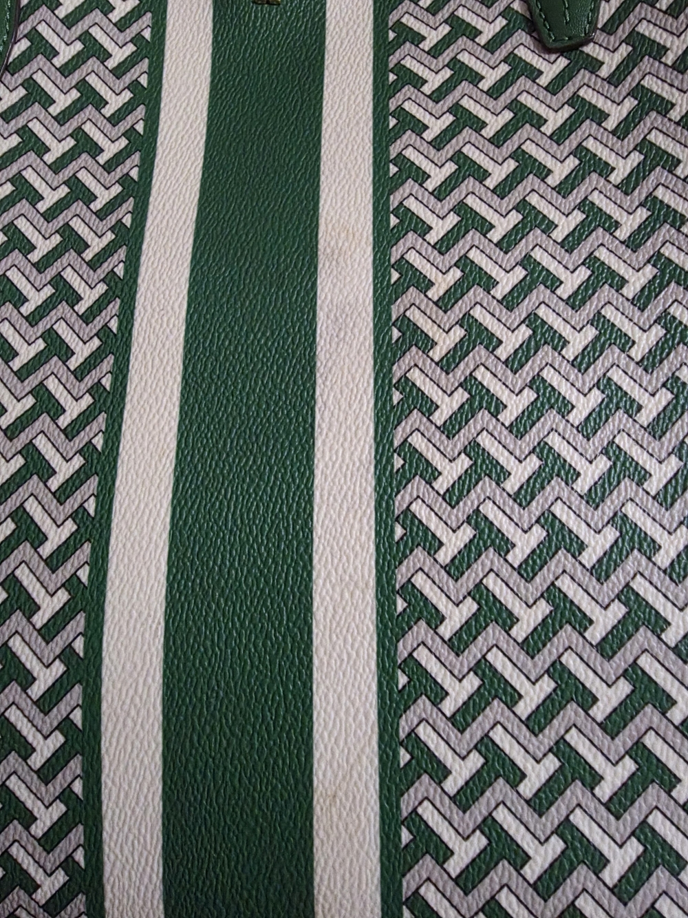 Tory Burch Green Patterned Stripe Tote Bag - Picture 3 of 9